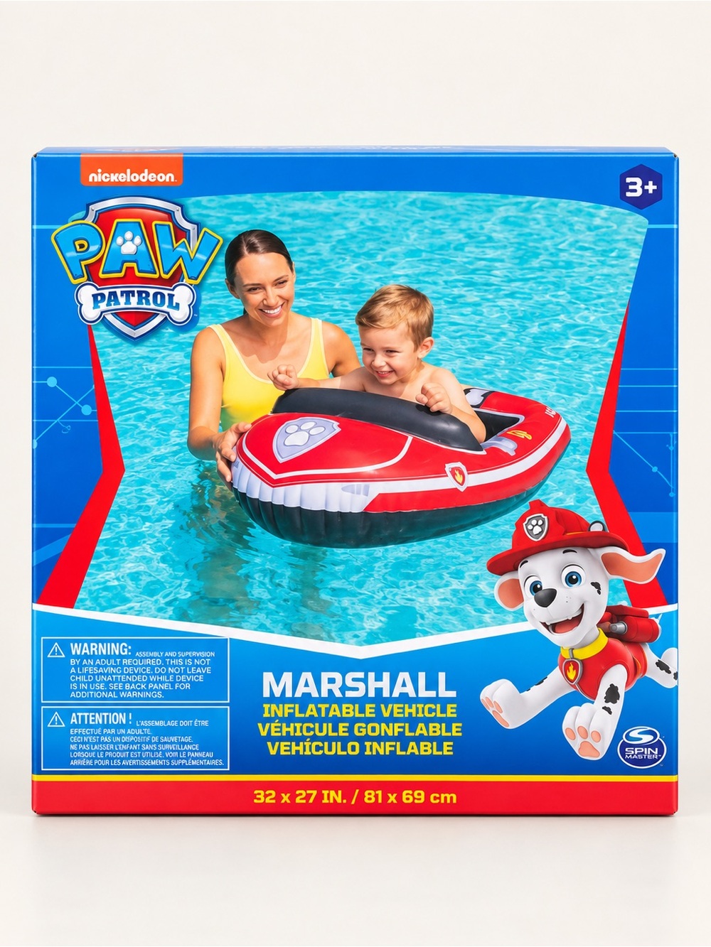 Paw Patrol Marshall Red and Black Inflatable Ride-On Boat